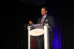 Herb Vincent making his acceptance speech as he was elected CoSIDA President for the 2019-20 academic year.